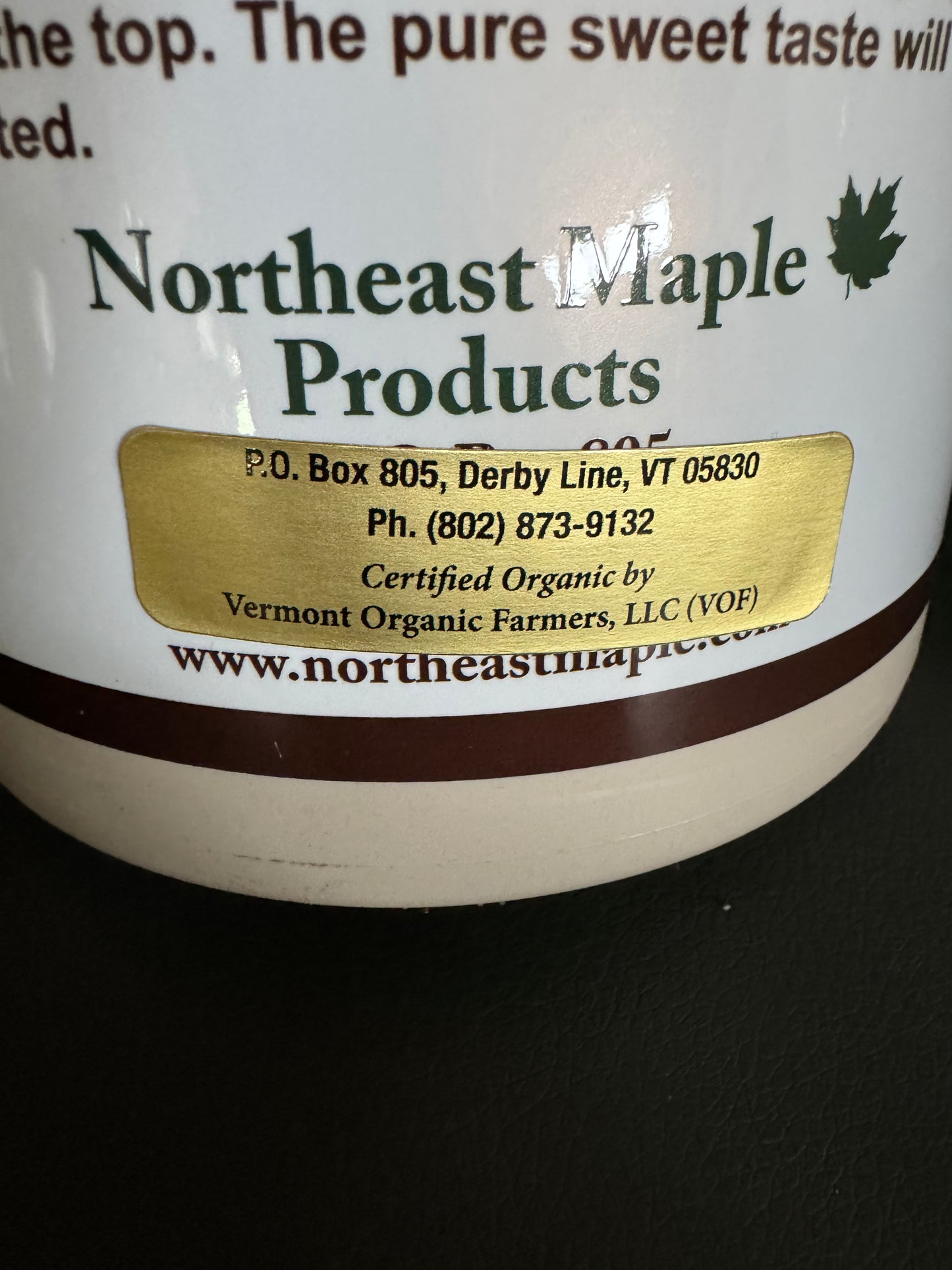 Half Gallon Pure Vermont Maple Syrup