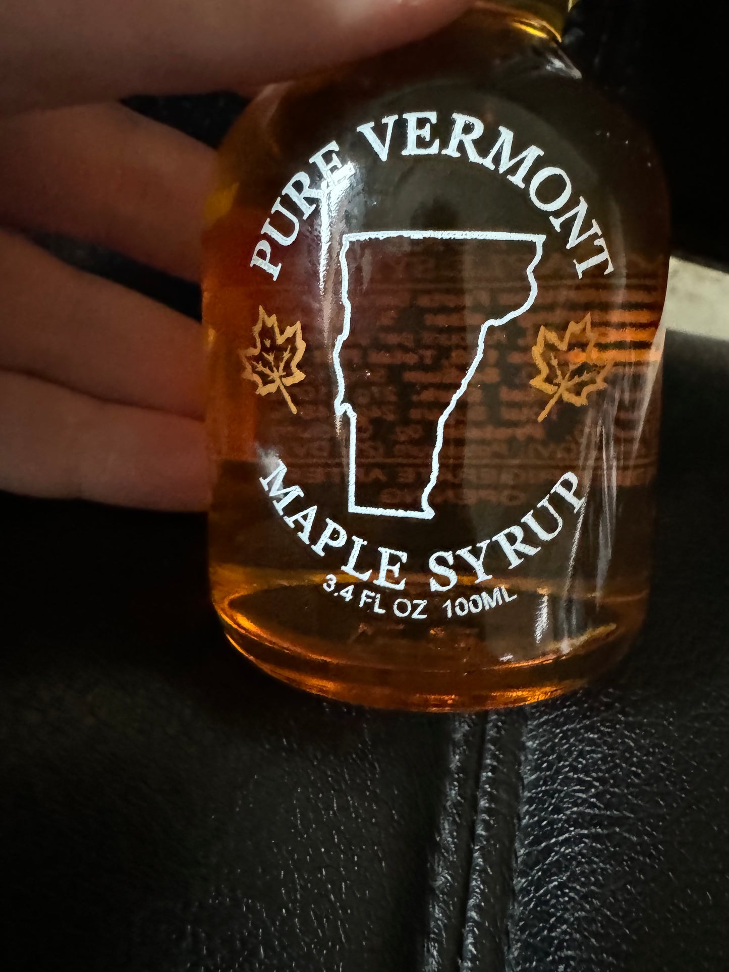 3.4 FL OZ (100 ML) Pure Vermont Organic Maple Syrup Glass Bottle