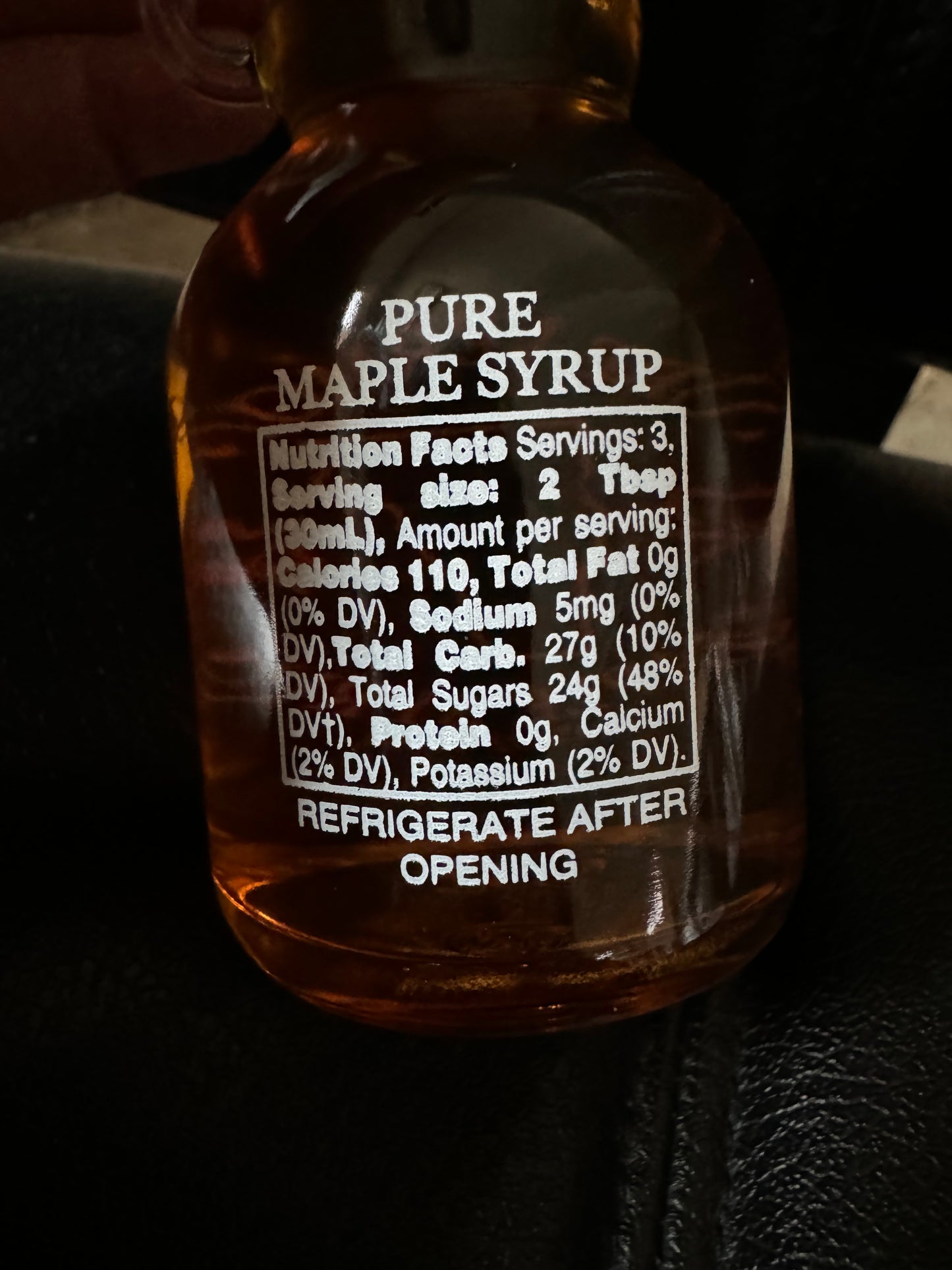 3.4 FL OZ (100 ML) Pure Vermont Organic Maple Syrup Glass Bottle